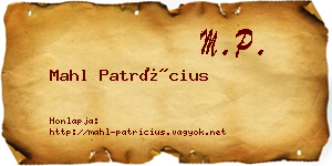 Mahl Patrícius névjegykártya